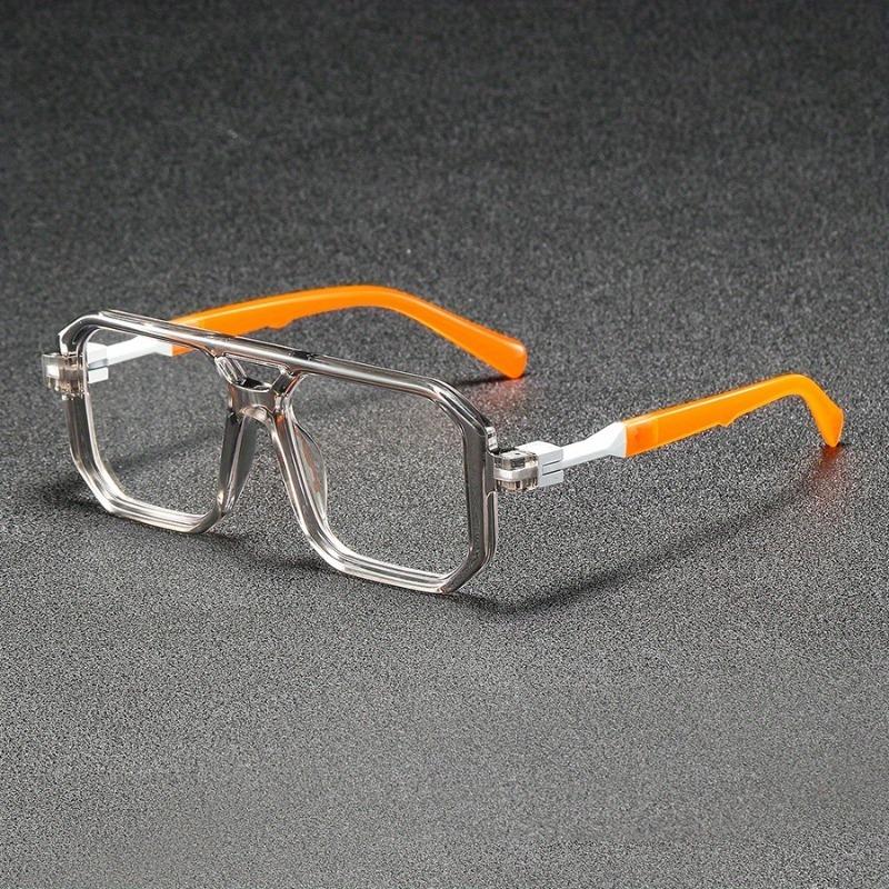 3pcs Men's Glasses,Square Frame with Double Bridges,Simple,Vintage,Literary, Fashionable,Trendy,Polygonal,Suitable for Daily Decorative Wear