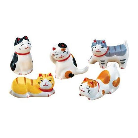 Yakushigama Yokocho Cat Chopstick Rest Set H2.5-4.0cm