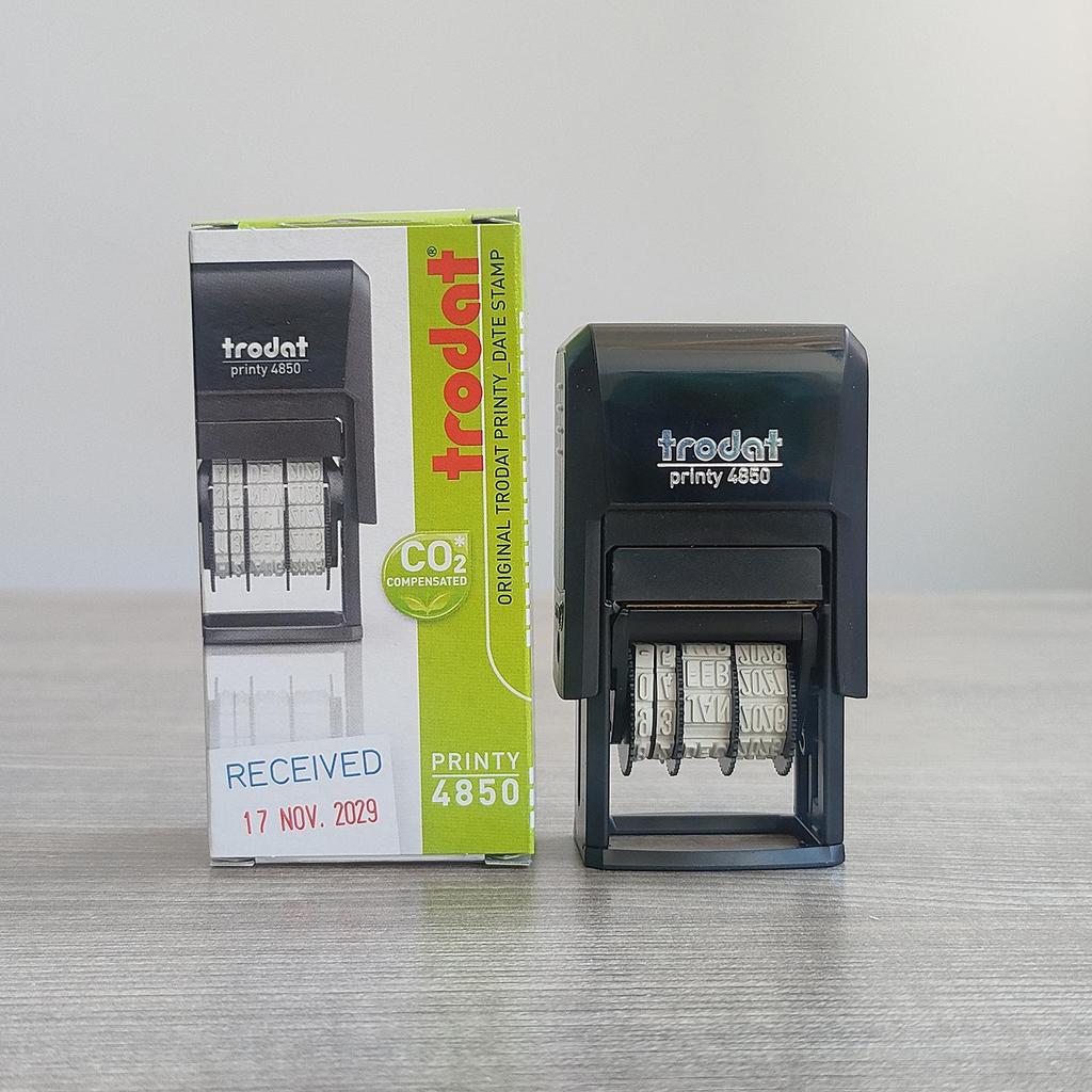 Trodat 4850 Self-Inking Date Stamp with Bilingual Text