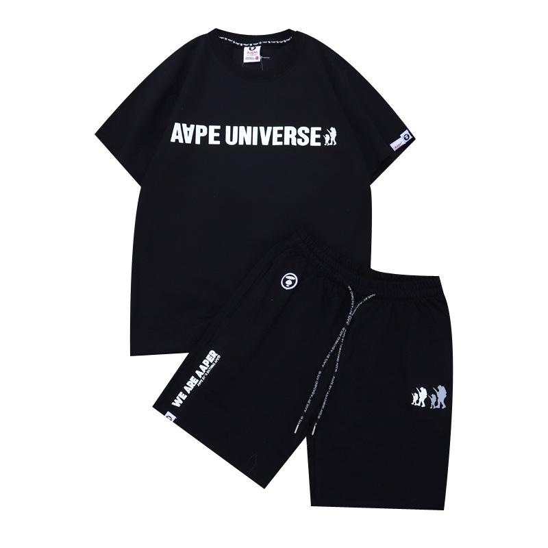 Ape Head AAP Men's & Women's Trendy 2-Piece Set: Loose Sports Shorts & Short-Sleeve T-Shirt