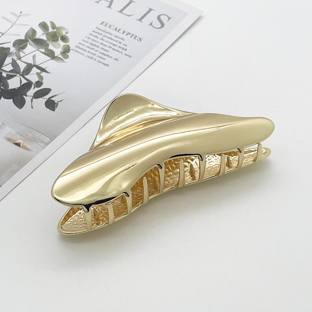 Elegant Gold Alloy Hair Bun & Ponytail Clip - Versatile Shark Clip for Women