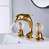 Tuqiu widespread Gold Basin faucet Dolphin Bathroom faucet Lavotory Tap luxury Basin Mixer Hot And Cold shower room sink Faucet