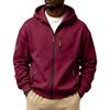 Men's Winter Color Hooded Zip-Up Sweatshirt with - Pockets for Daily Wear