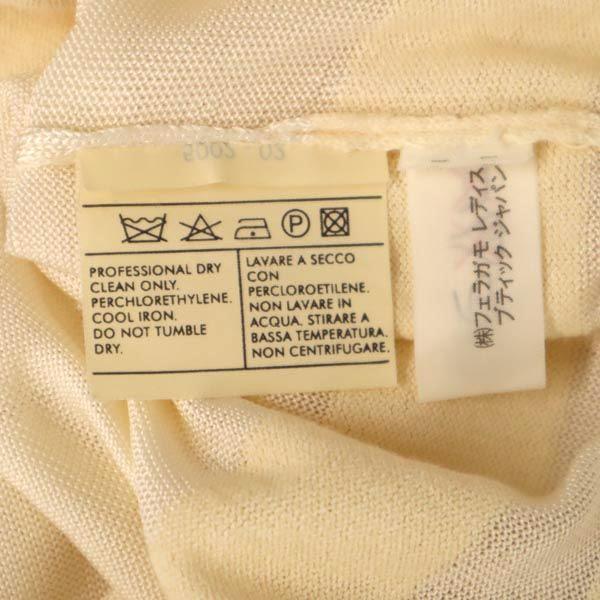 Salvatore Ferragamo Silk Blend Border Pattern Short Sleeve Knit M Sweater Women Used
