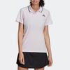 Adidas Alphabet Logo Print Striped Collar Short Sleeve Polo Shirt Women Tops Pink HC2719