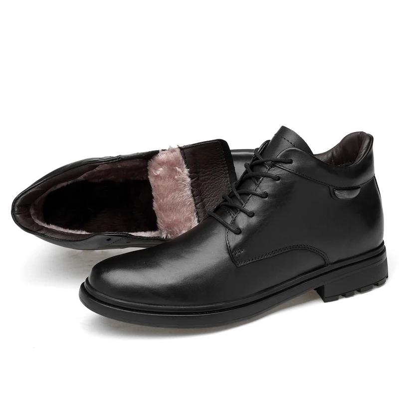 

Men Boots Genuine Leather Autumn Leather Shoe Male High Top waterproof Motorcycle Boot Winter Boot Plush Fur Warm Snow Shoes 46