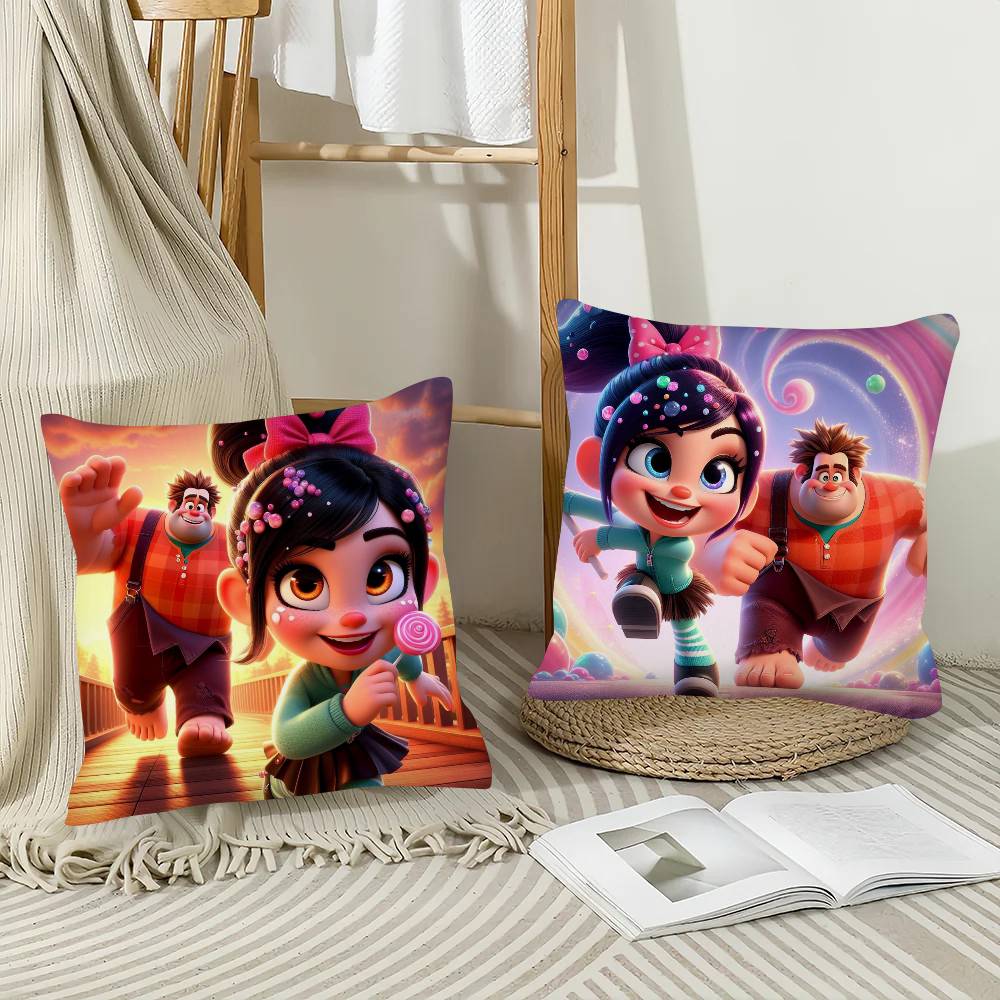 1Pc Cute A-Wreck-It Ralph-H Pillow Case Fashion Square Pillowcase Bedroom Sofa Room Ins Decoration Leisure
