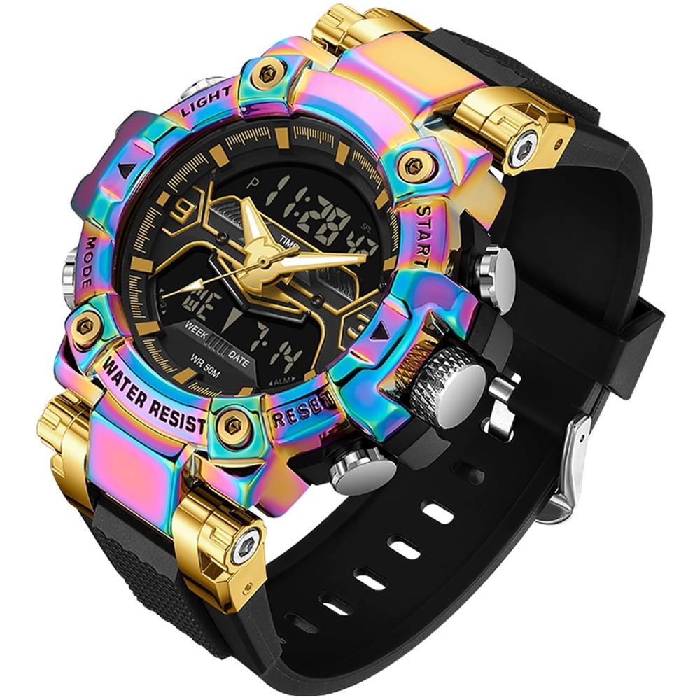 

findtime Men s Digital Watch Dual Time Analog Military Stopwatch Alarm Waterproof Sports Running Luminous Backlight Day of the Week Date Clock