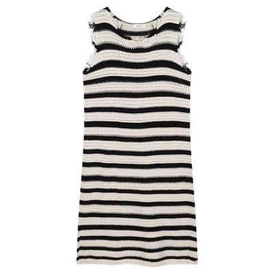 Striped Suspender Vest Dress for Women In Summer Sleeveless Loose Design Hollow High Waist Mid-length Skirt