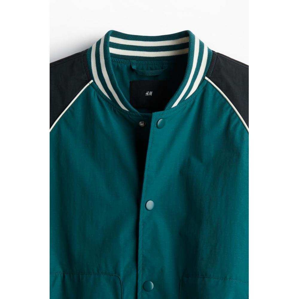 H M Loose Fit boMber Jacket Dark Turquoise