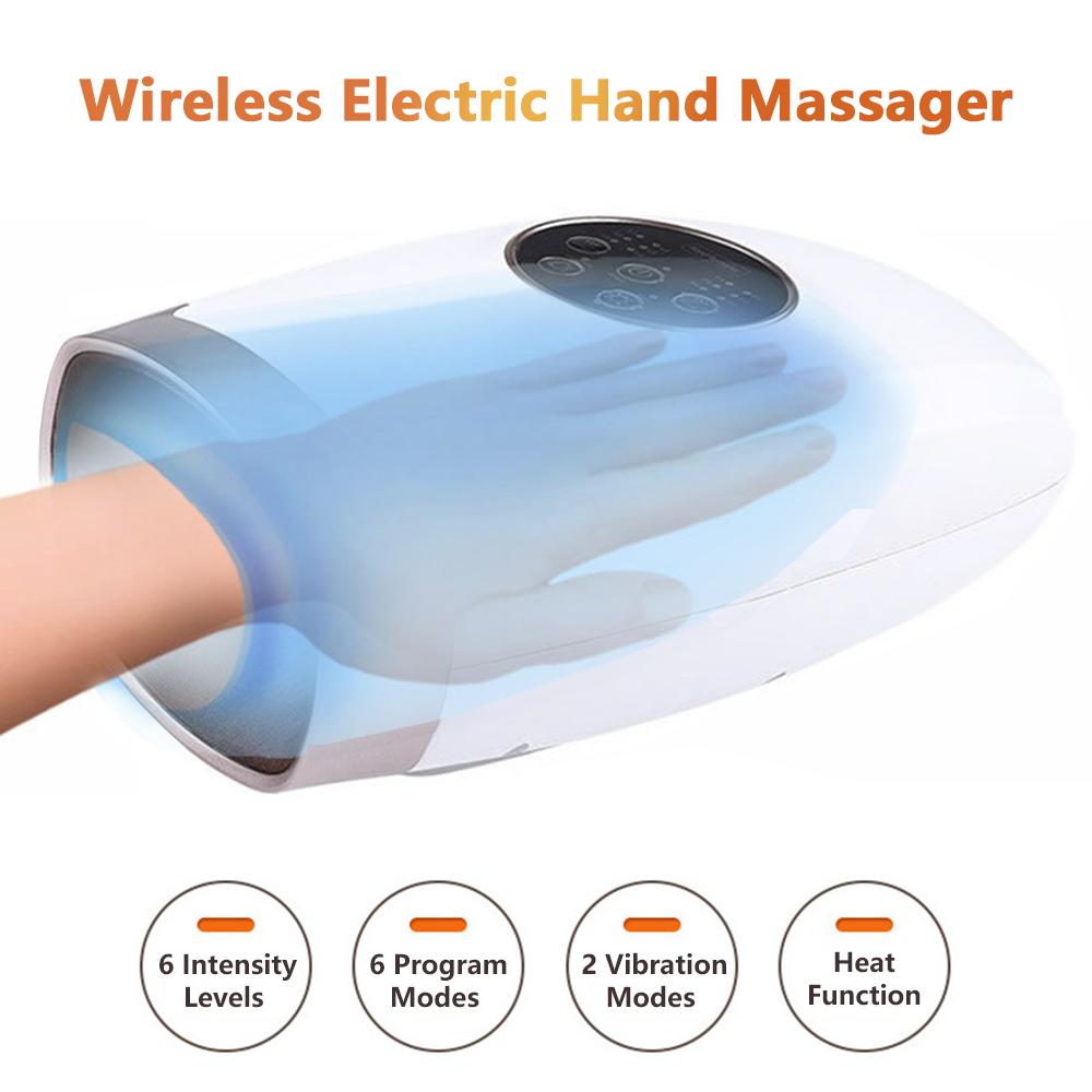 Wireless Electric Hand Massager Shiatsu Hand Massager with Heating   Compression 6 Levels Pressure Point 6 Modes for Hands Arthritis Pain Relief Fin