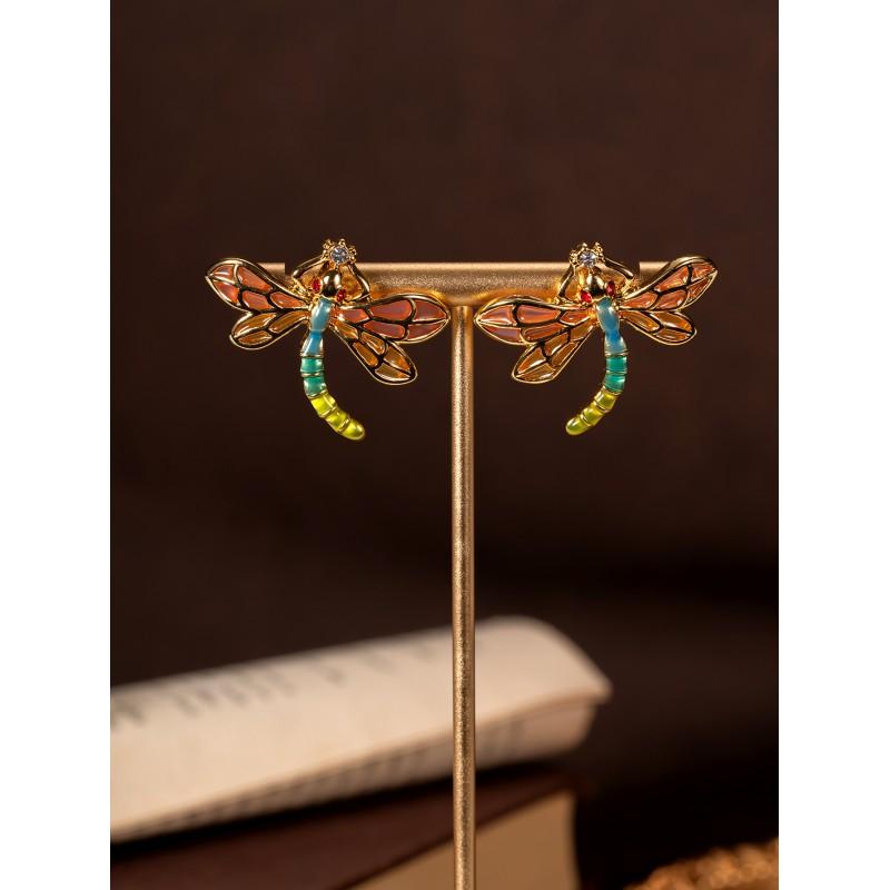 Vintage Enamel Dragonfly Necklace With Versatile Temperament Personalized Pendant High-end Insect Inspired Women