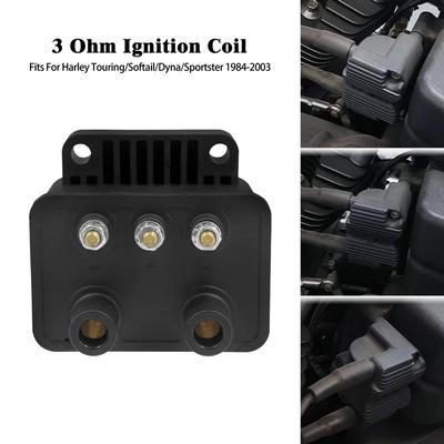 53-434 12V 3Ohm Single Fire Ignition Coil - Replacement Part for Harley 84-2003 Sportster XL883 Dyna Softail
