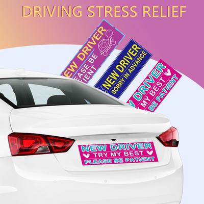 3 Pieces Magnetic Car Stickers, Student Driver Magnetic Safety Sign Student Driver Sticker Supplies For Bumper Removable Novice Driver Sticker