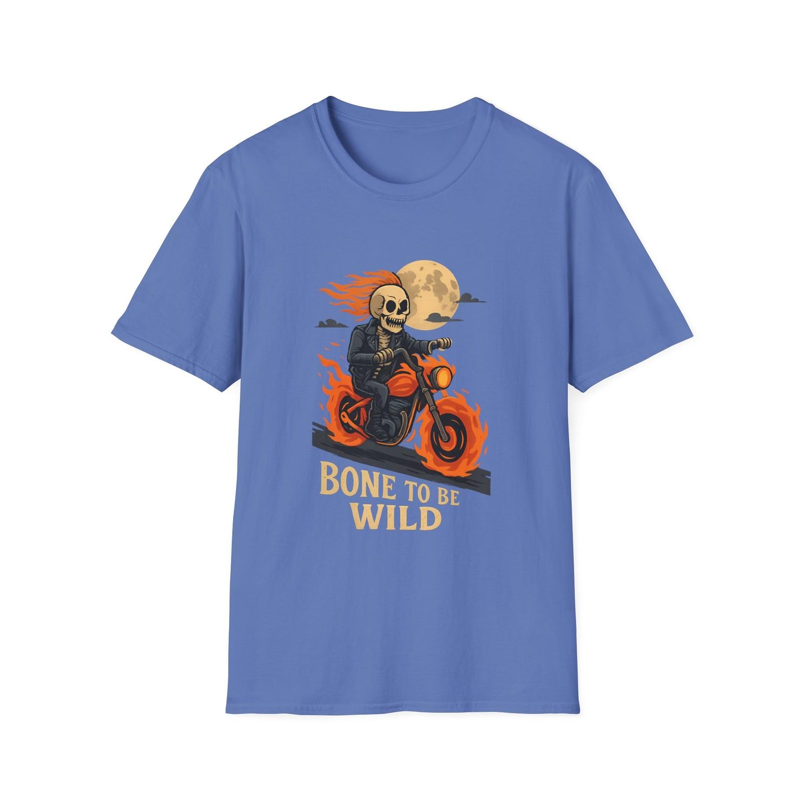 Unisex Softstyle T-Shirt Mens Womens Tees Top Bone to Be Wild Skeleton Motorcycle Halloween Ghost 4XL