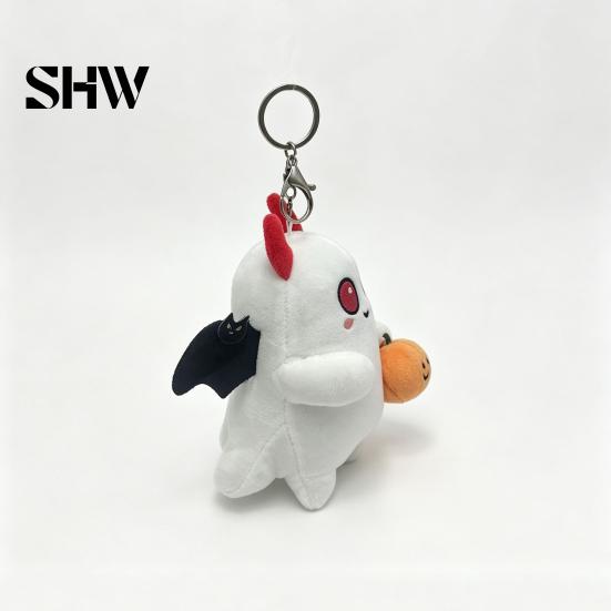 Soft Skin Friendly Plush Toy Halloween Ghost Keychain, Cute Spooky Stuffed Pendant for Backpack Small Plushie with Metal Keychain Keys, Mini Doll Bag