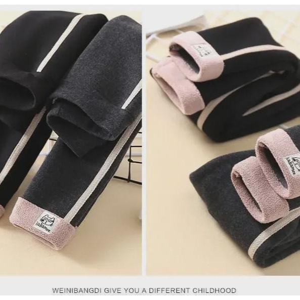 Girls' Winter Plus Velvet Thick Leggings - One-Piece Warm Outerwear Pants for Kids