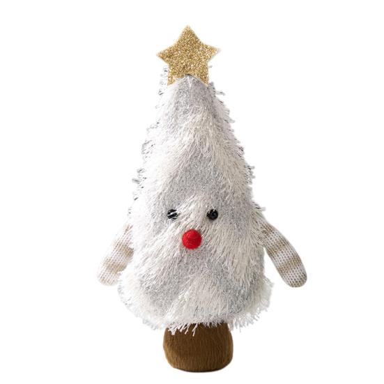 Christmas Gnome Decoration Fluffy Christmas Tree Doll with Glitter Star Topper Plush Elf Table Centerpiece for Hotel Mall Window Holiday Decor
