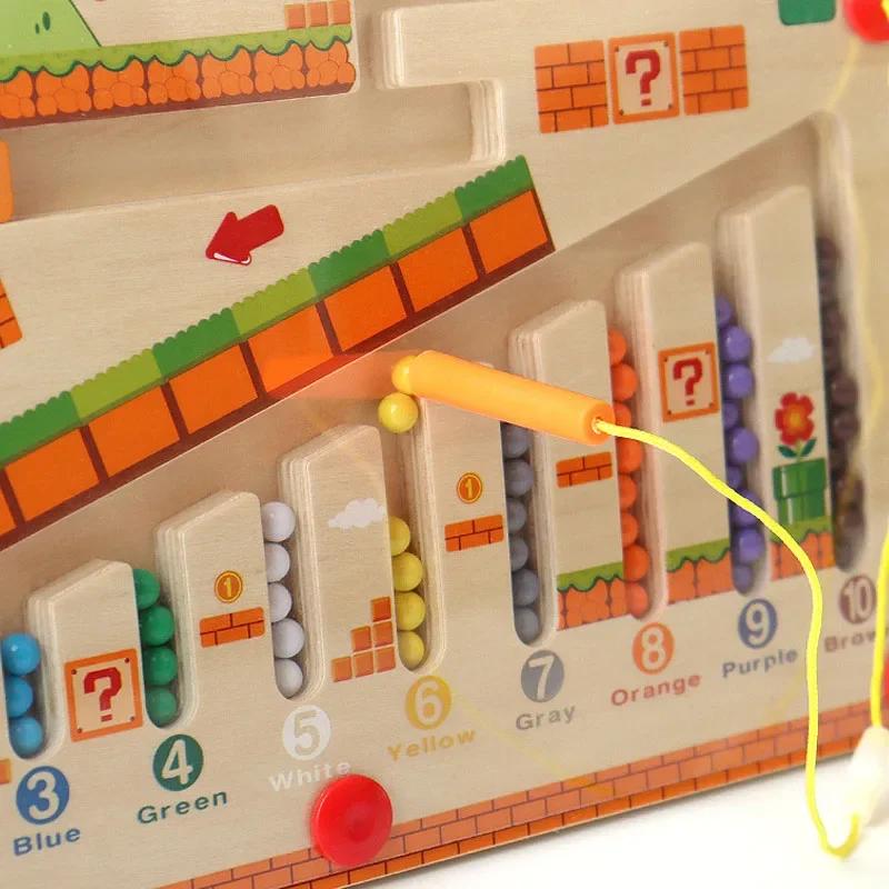 Wooden Magnetic Color and Number Maze Learning Education Toys Color Matching Montessori Toys Wooden Toys for Children Gifts