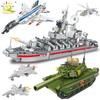 HUIQIBAO Military Ship Aircraft Cruiser Building Blocks Army Tank Truck Model Bricks City Construction Children Toy for Boy Gift