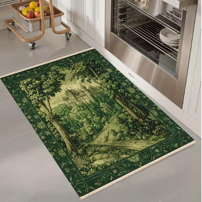 Forest Fox Shadow Carpet Rectangular Tassel Carpet Kitchen Carpet Corridor Living Room Area Carpet Carpet Floor Mat and Carpet