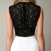 Women's New Fashionable and Elegant Camp Silk Scalloped Edge Short Vest Tops