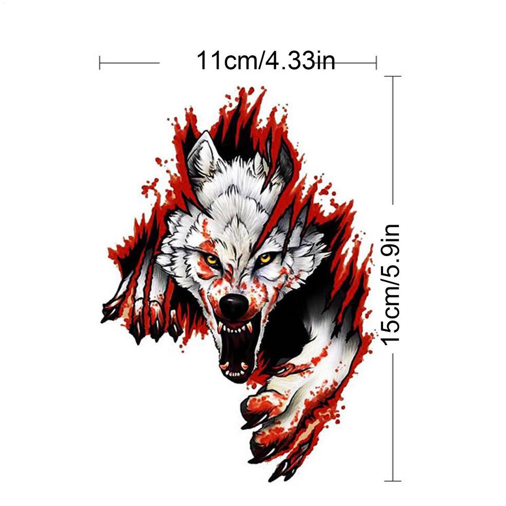 Creative 3D New Angry Wolf Car Stickers Reflective Personality Car Decals Modified Motorcycle Helmet Sticker Scratch Stickers