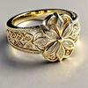 Huitan Gorgeous Women Ring Aesthetic Flower Engraved Design Trendy Accessories for Party Wedding Charming Chic Jewelry Lady Gift