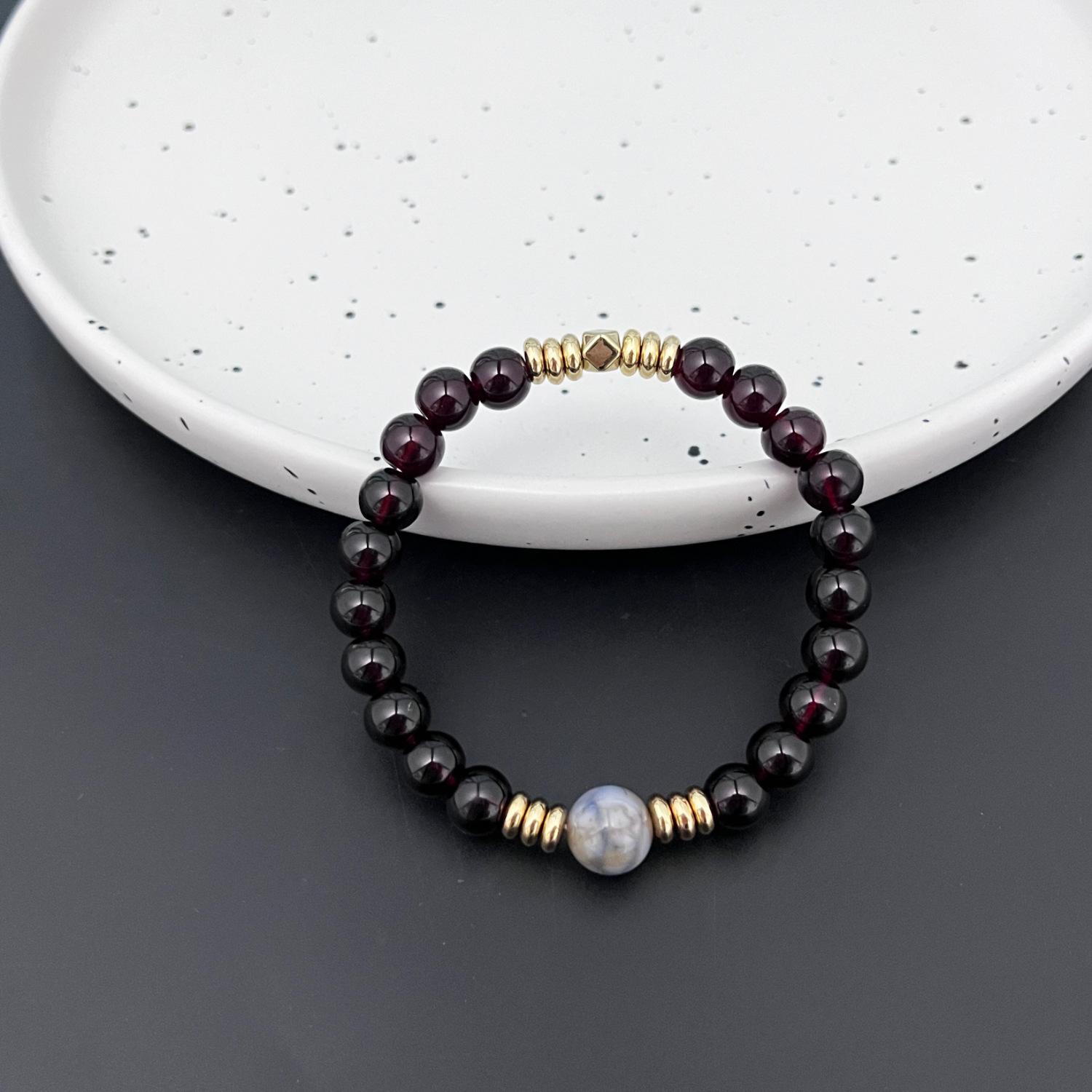 JYL TS Bracelet Red  Gold Beads Attracts Wealth & Prosperity Flow T959 глубокого лилового