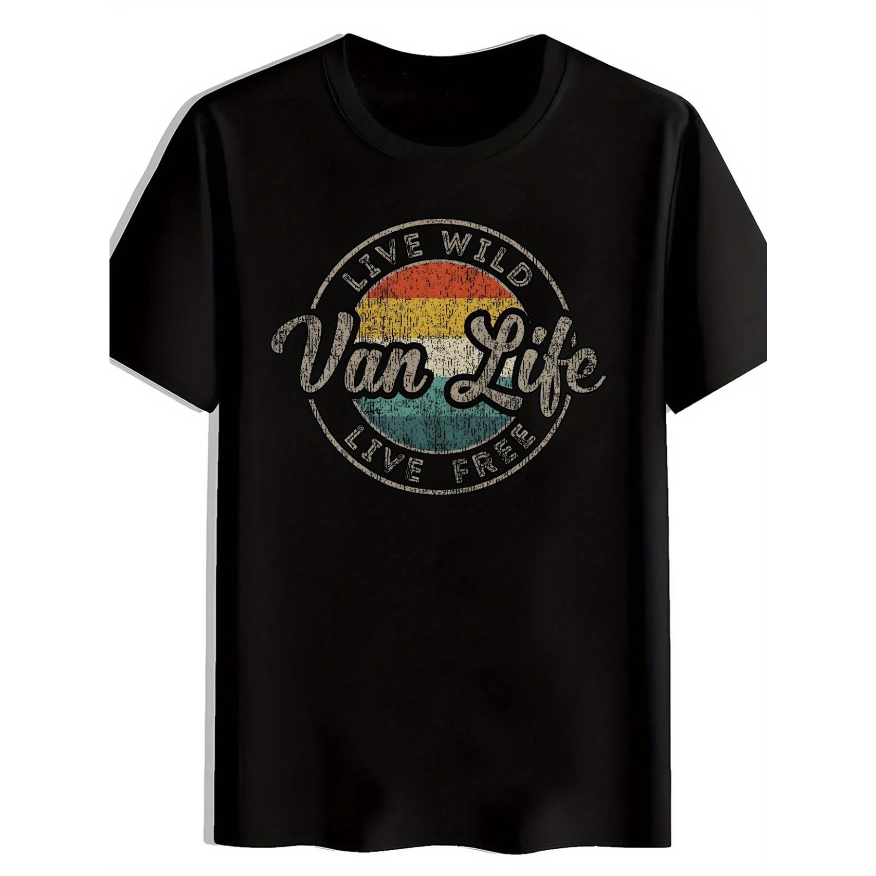 Unisex Round Border Worn Texture Print T-Shirt, Summer, Versatile, Sporty, Trendy T-Shirt S чёрный