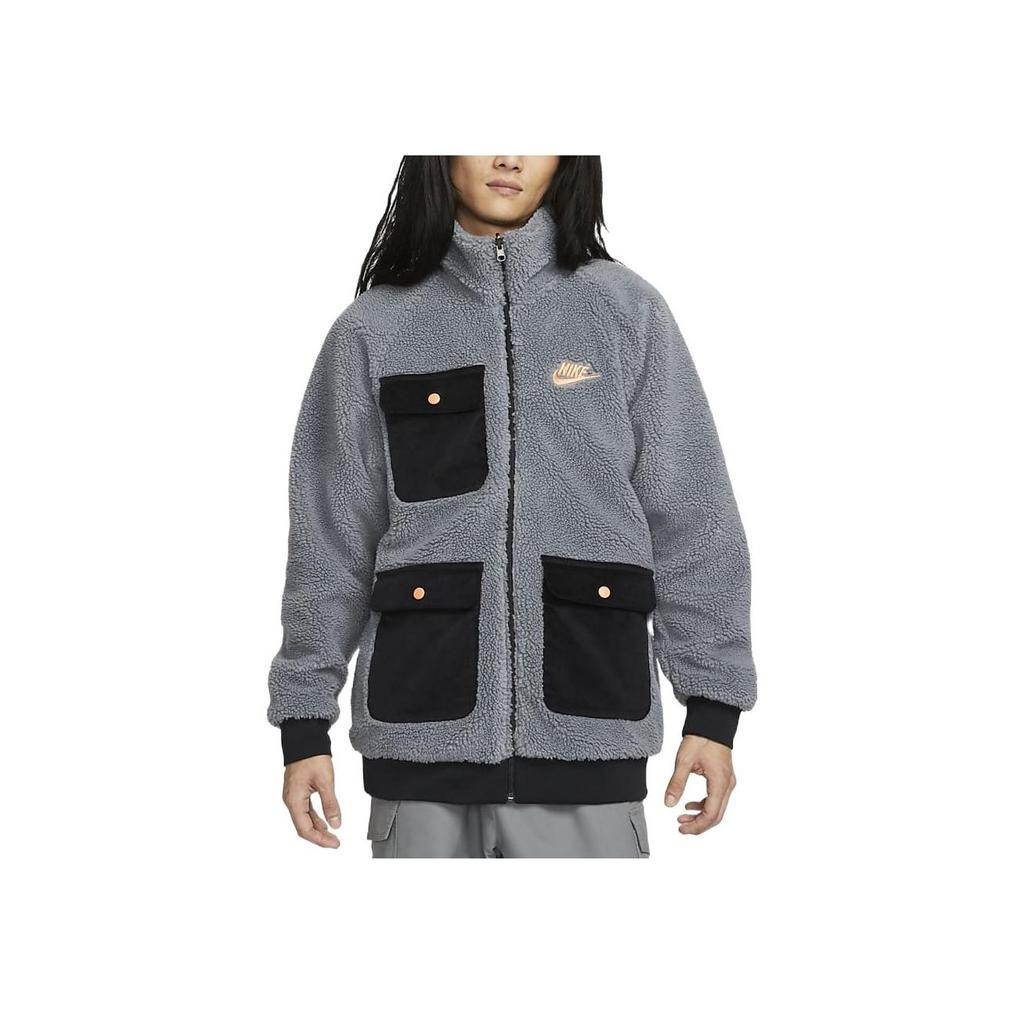 Nike Embroidered Logo Stand Collar Reversible Full-Zip Jacket Men Outerwear Cool-Grey DZ4713-065