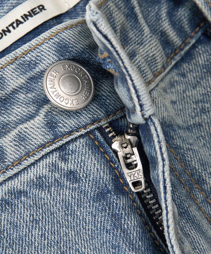 EXCONTAINER Incision Bermuda Denim Pants (Light Blue)