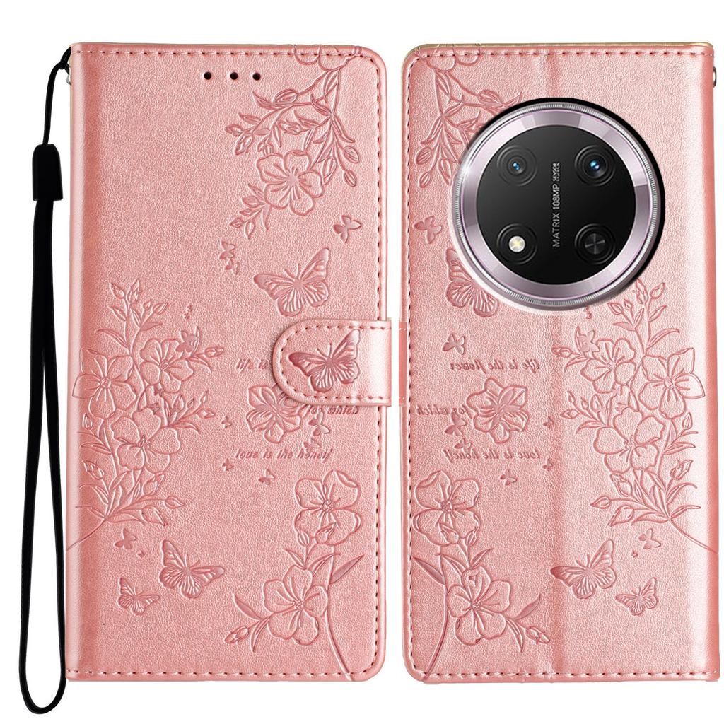 Per Honor Magic7 Lite 5G/X9c 5G/X60 Pro 5G Custodia a Portafoglio per Telefono in Pelle con Patta con Stampa Floreale a Farfalla