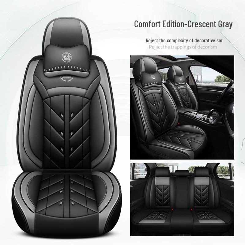 Universal Full Leather Car Seat Cushion for Five-Seaters - All-Season Coverage