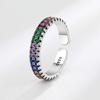BFCLUB Silver Color Unique Design Colorful Blue Stone Ring For Women Jewelry Finger Adjustable Open Ring For Party Birthday Gift