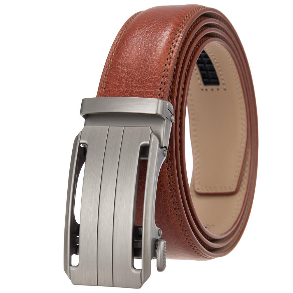 1Pcs Fashion Automatic Buckle Belt, Men'S Belt, Two-Layer Cowhide, Belt Belt Ly36-35409-1