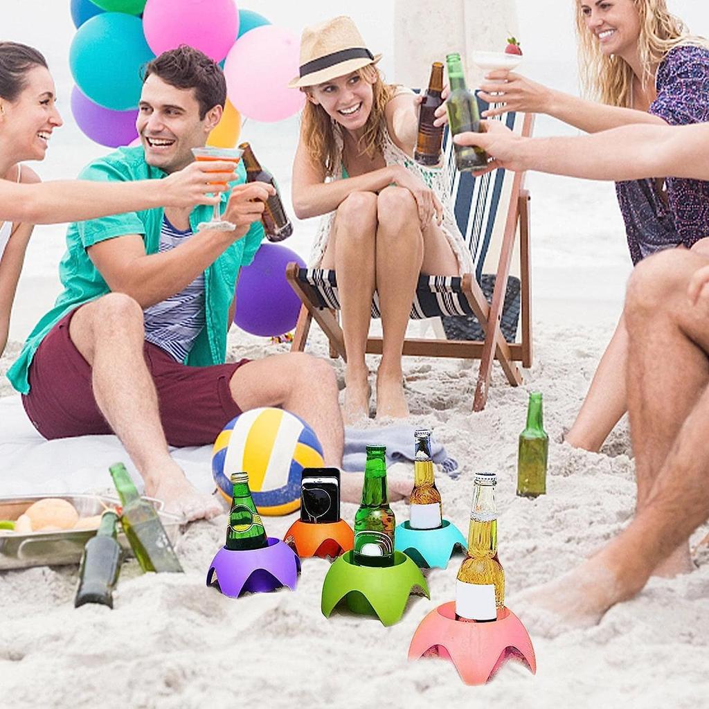 5-15Pcs Plastic Beach Cup Holders Multicolor Portable Beach Sand Coaster Outdoor Party Sand Drink Holders Beer Stand Accessories