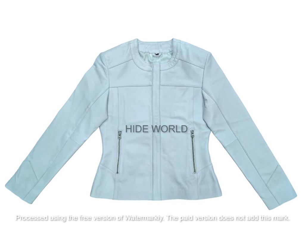 Biker Stylish Real Soft White Lambskin Leather Motorcycle Style Women's Jacket