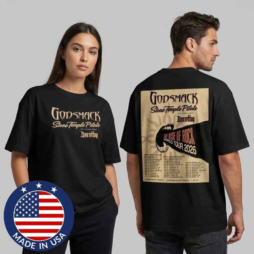 

Godsmack Stone Temple Pilots Dorothy Rise of Rock World Tour 2026 TShirt Unisex T-Shirt L