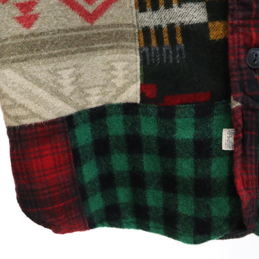 RRL Unused wool blend Check Pattern Patchwork Long sleeve shirt Men's Used