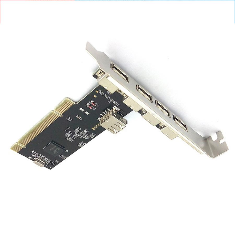 1x 5 Port(4+1) USB 2.0 PCI Expansion Card  For Windows 98SE/Me/2000/XP/NT 4.0/XP