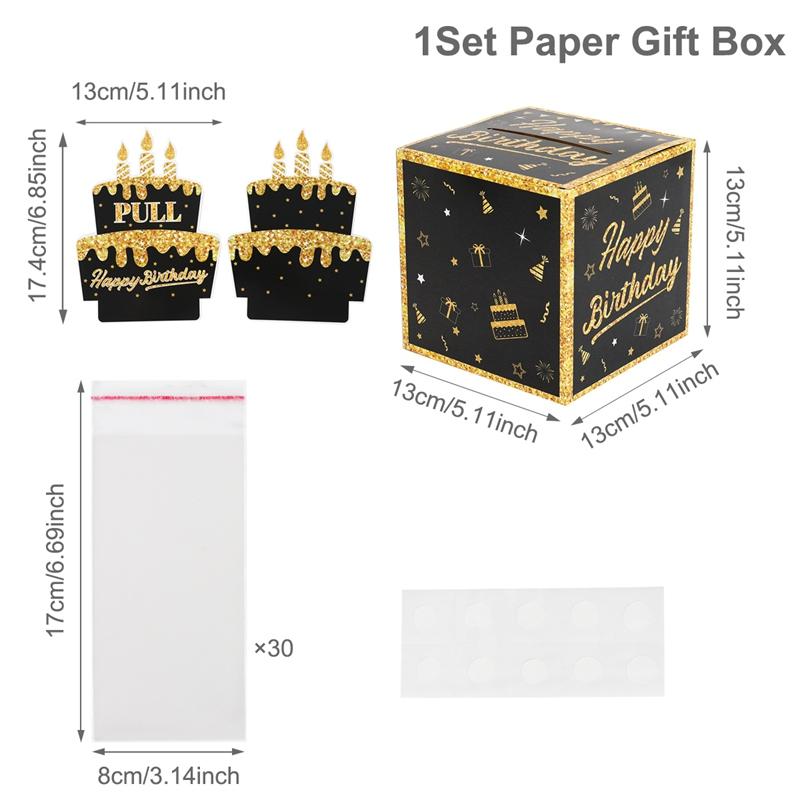Schwarzgoldene Geburtstags-Geldschein-Geschenkbox „Happy Birthday“ Bargeld-Geschenkbox Bargeld Rosagold Geldscheinklammer Überraschungs-Geburtstagsparty-Zubehör