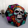1pc Colorful Skull Design Automatic Opening/Closing Umbrella - Portable 3-Fold Design, 8-Bone Iron Frame Outdoor Umbrella, Ideal Gift for Fans, T