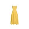 French halter sexy yellow suspender dress summer new suspender dress waist long dress vacation skirt