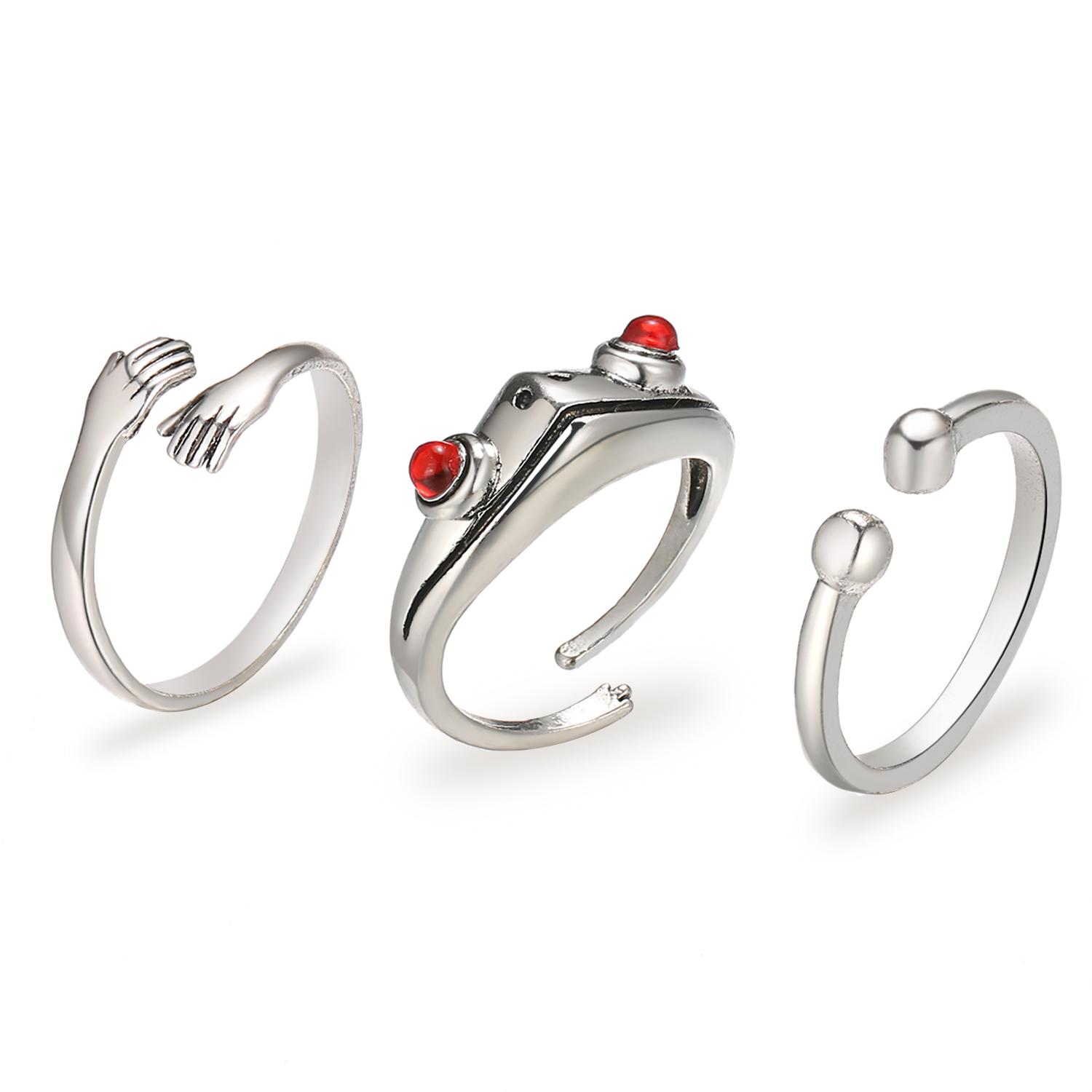 

2024 Ретро кольцо с изображением лягушки, трехсекционное кольцо с холодным ветром, индивидуальное кольцо в стиле панк, модное нейтральное трендовое кольцо