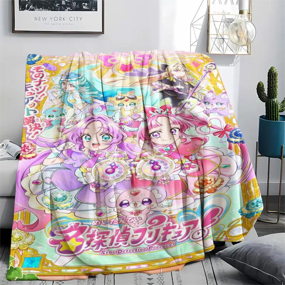 1PC Pretty Cure Print Flannel Blanket, High quality Comfortable for All Seasons, Home Decor, Warmth and Comfort, Perfect for Christmas Gifts