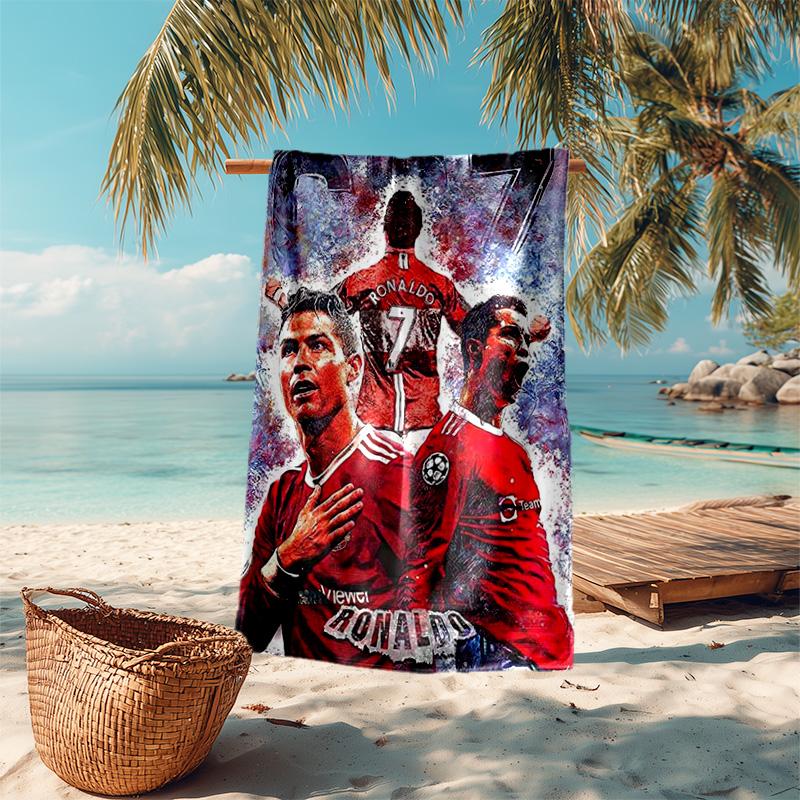 Former FC Barcelona player Cristiano Ronaldo plays for Al-Nassr FC soft beach towel, outdoor camping vacation swimming beach towel H22