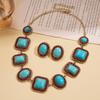 Catena per Maglione Splicing Geometrico con Pietre di Diamante Stile Etnico Collana Bohemian di Lusso Leggero