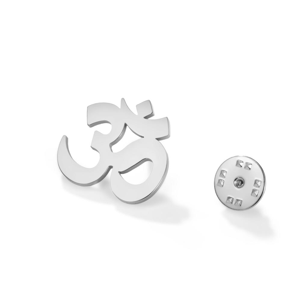 LIKGREAT OM Yoga Brooch for Women Men Stainless Steel Pin Buddhism Hindu Supernatural Spiritual Amulet Jewelry Religion Gift