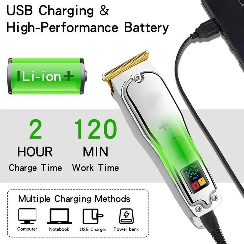 Professional Hair Clipper Rechargeable Electric Trimmer For Men Beard Kids Barber Cutting Machine Haircut LED Screen Waterproof